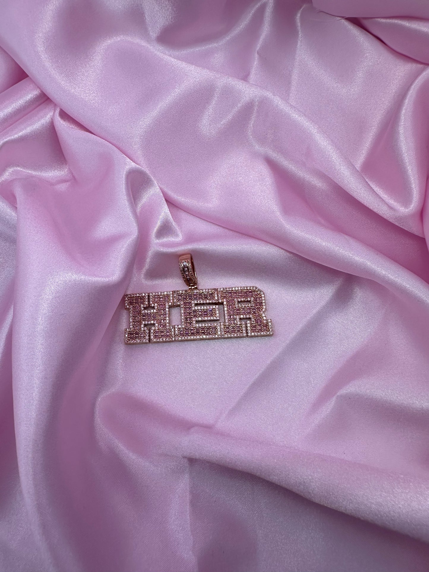 Two-Tone Pink Sapphire Custom Pendant w/ Necklace